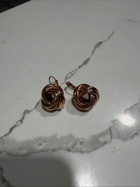 Rose Gold Knot Drop Earrings - Women Jewelry